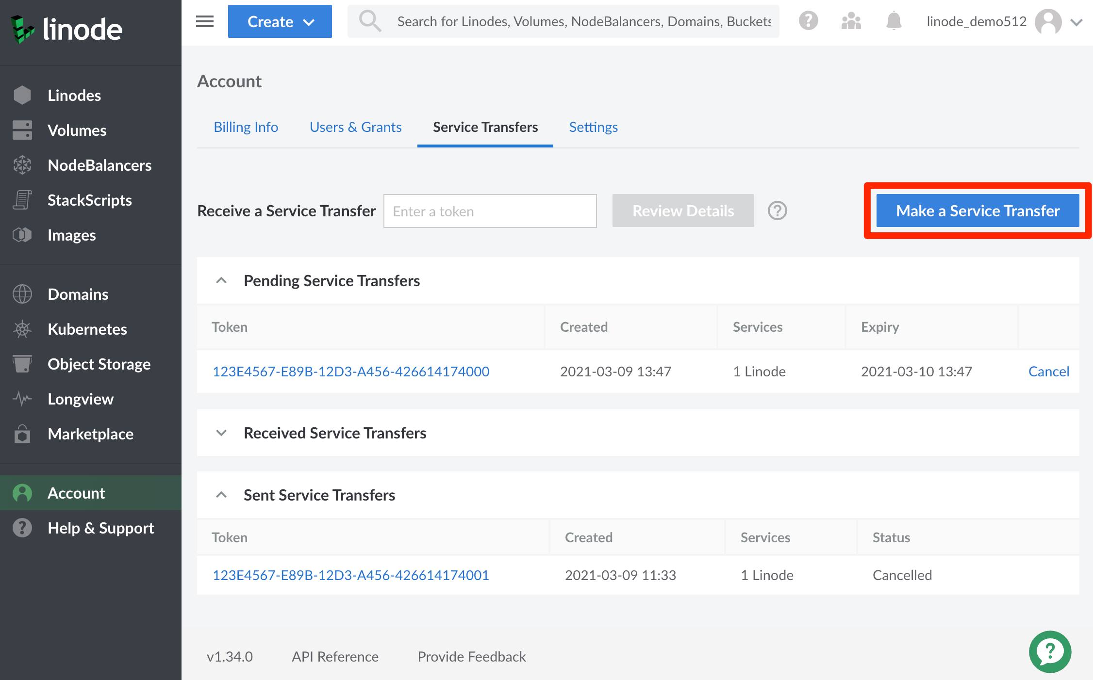 Selecting 'Make a Service Transfer' initiates a transfer request. Selecting ‘Make a Service Transfer’ initiates a transfer request.